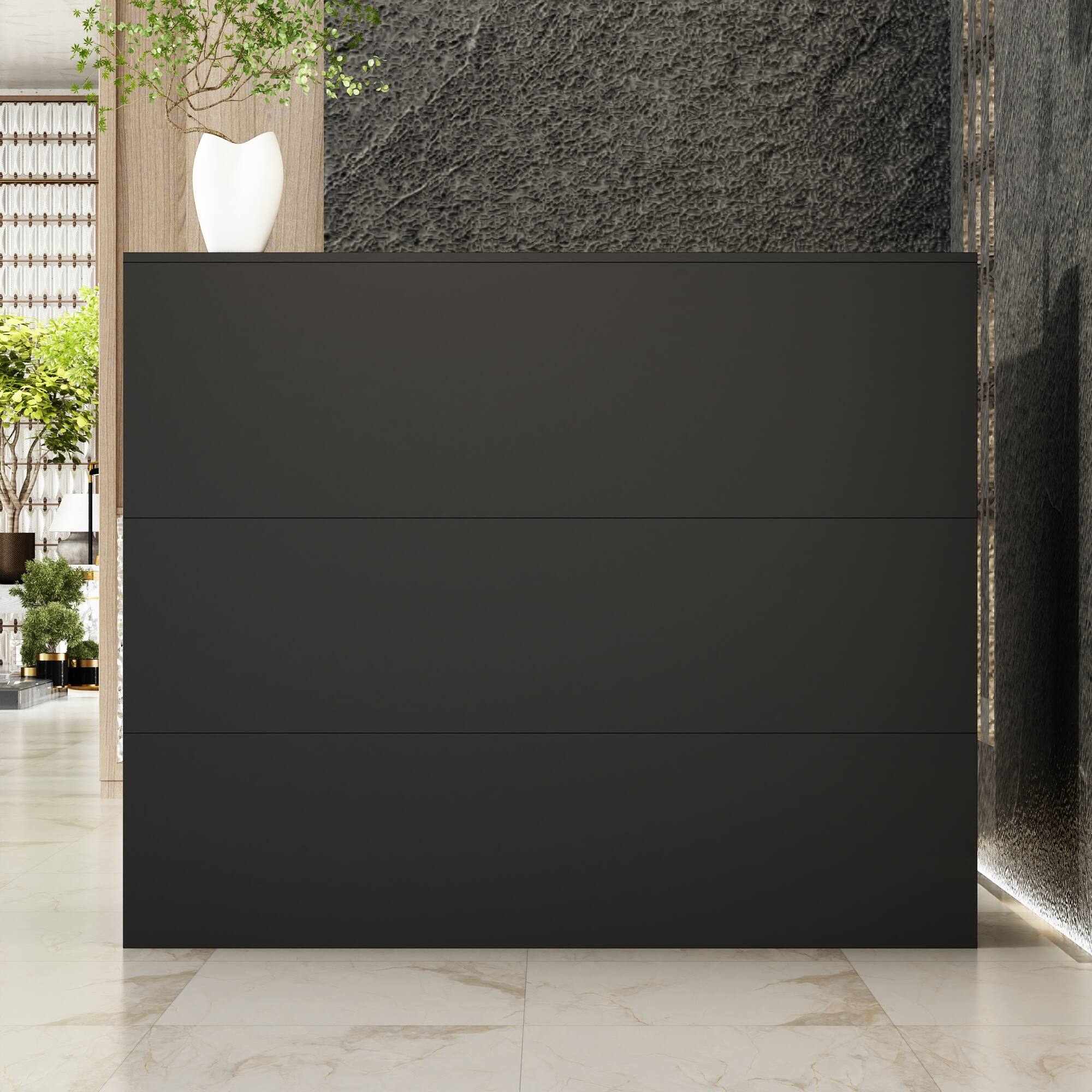 Alt View 8. Famapy - Famapy Modern Office Reception Desk: Functional Storage, Sleek Design for Workspaces - Black.