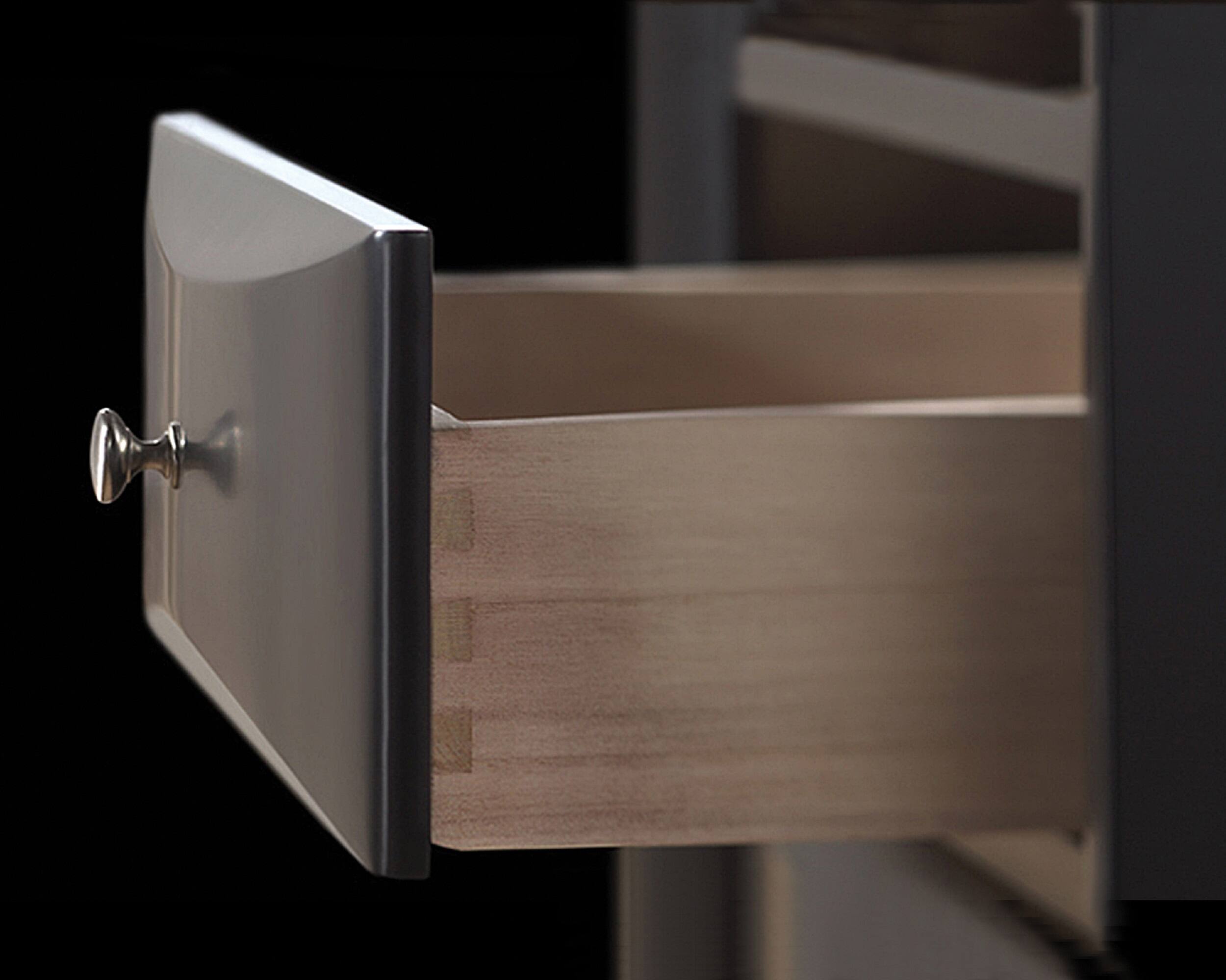 Left. TinyHomie - 1Pc Contemporary 5 Drawer Chest Black Finish Solid Wood Wooden Bedroom Furniture - Black.