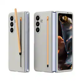 Dteck - Shockproof Full Body Pen Holder Case For Samsung Z Fold 8 Ultra with Stylus & Screen Protector - Lightgray