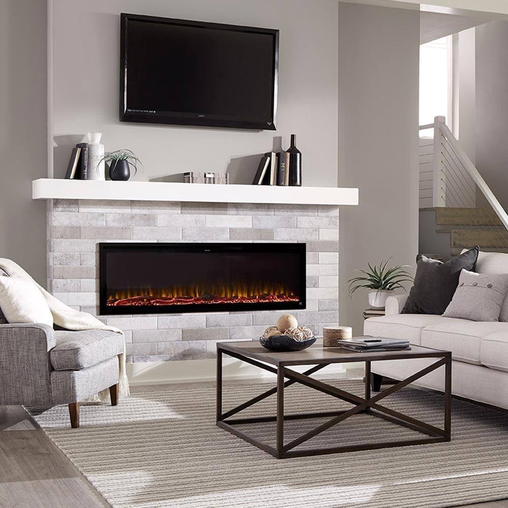 Angle. Touchstone Home Products - 60 in. Wall Mounted Recessed Sideline Elite Smart Electric Fireplace 1500W - Black.