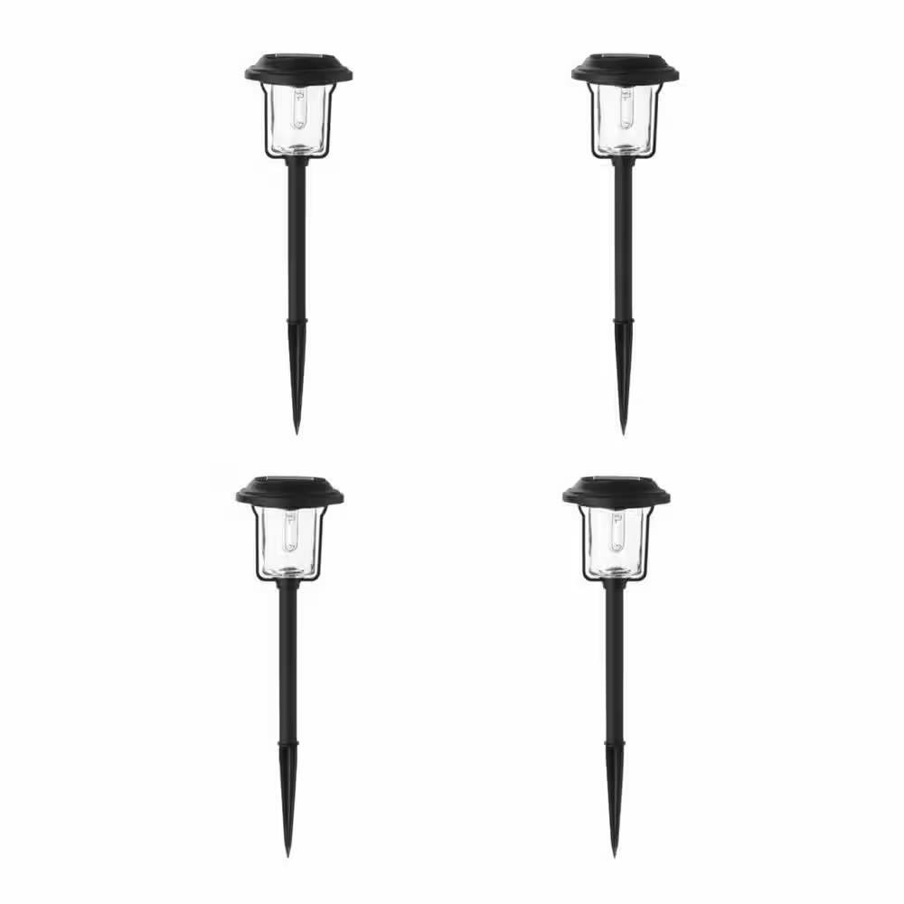 Left. Hivvago - 4 Pack - Solar LED Light Set - Outdoor Path Lighting in Black - black.