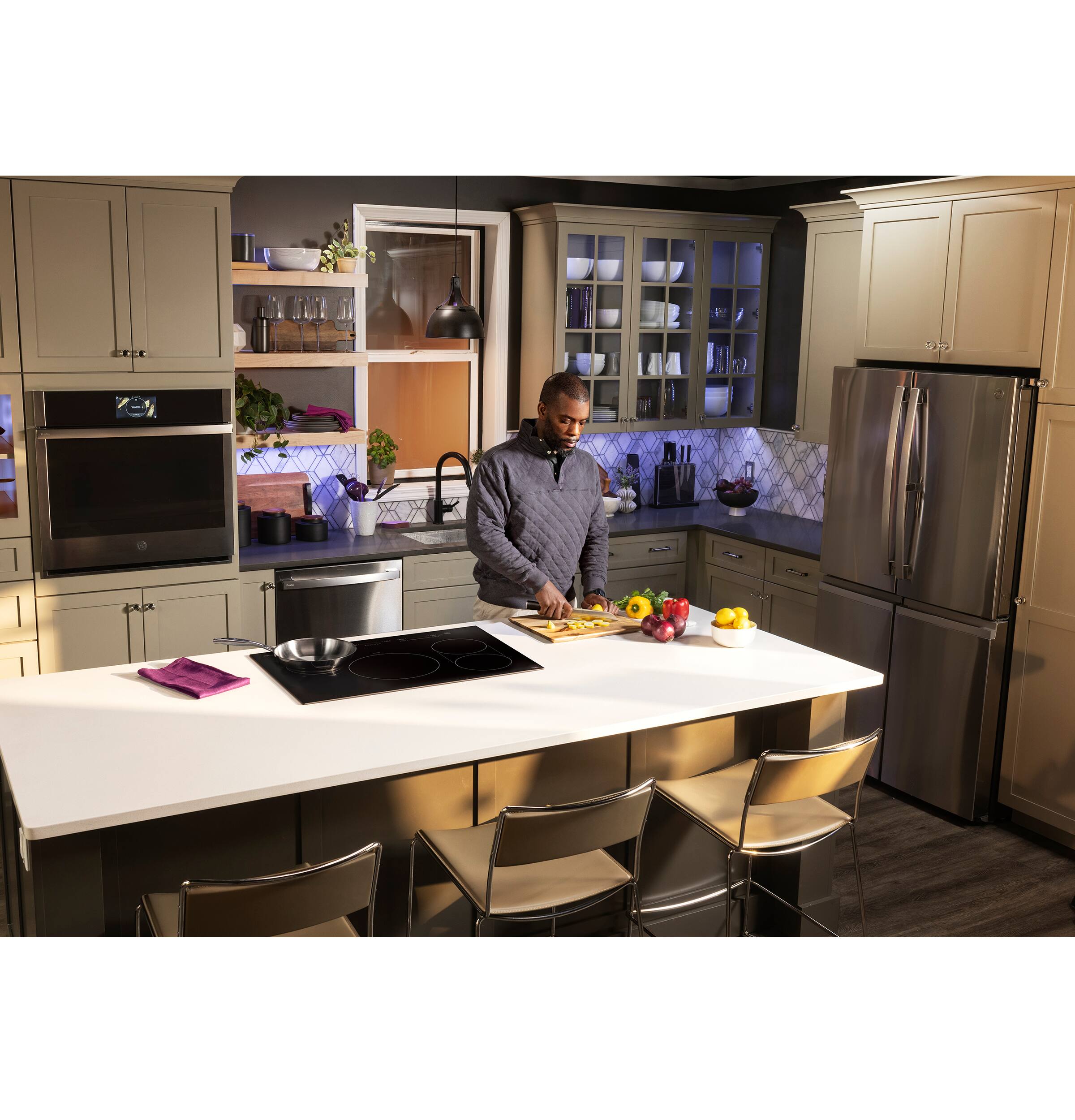 Alt View 29. GE Profile - 30" Built-In Electric Induction Cooktop with 4 Elements, Slide Touch Controls, and Power Boost - Black.