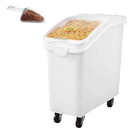 Front. VEVOR - Rice Storage Container, 21Gallon/80L Capacity Large Dog Food Dispenser Bin, Kitchen Ingredient Grain Cereal Flour Bin - White.