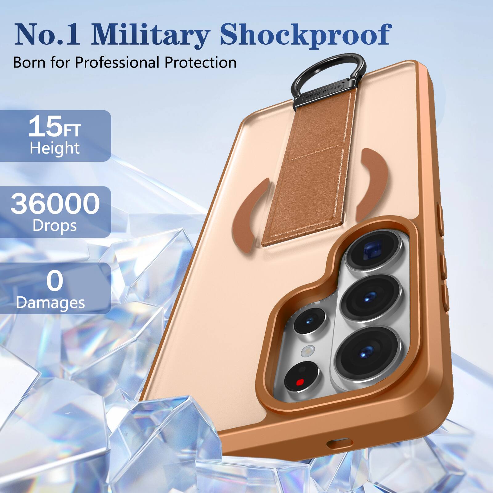 No.1 Military Shockproof  
Born for Professional Protection  

15FT Height  
36000 Drops  
0 Damages