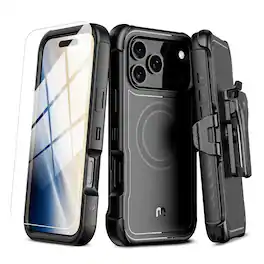 Mybat Pro - Maverick Series MagSafe Case w/ Holster and Tempered Glass for Apple iPhone 18 Pro Max / 17 Pro Max - Black