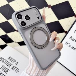 UUCOVER - Magnetic Kickstand Case for Apple iPhone 17 Pro Max, Rotatable Ring Compatible with MagSafe, Shockproof Frosted Cover - Gray