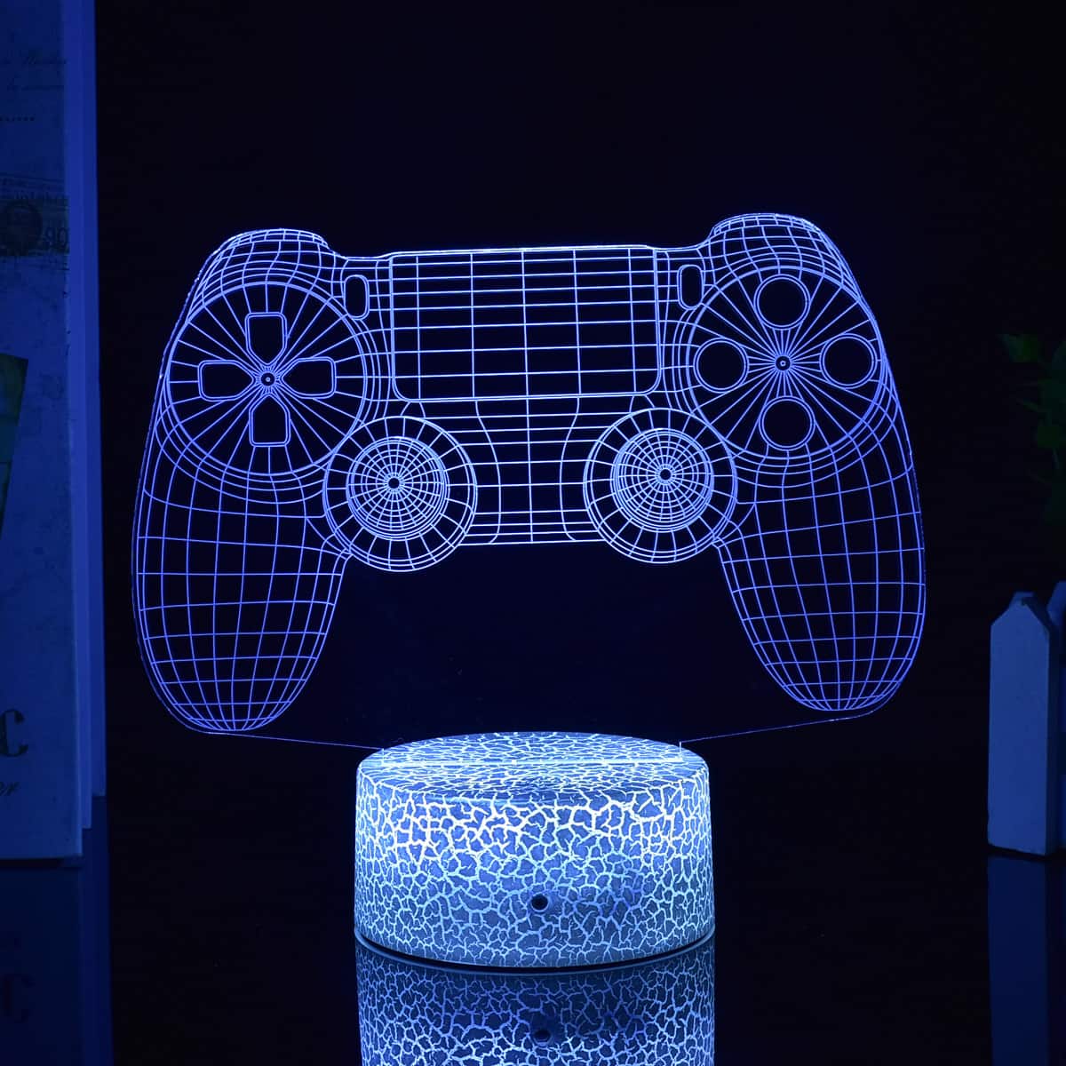 YONWAY - Game Controller 3D Illusion Lamp, Controller Night Light with Remote Control + Timer, 16 Color Changing, Plug-in Type