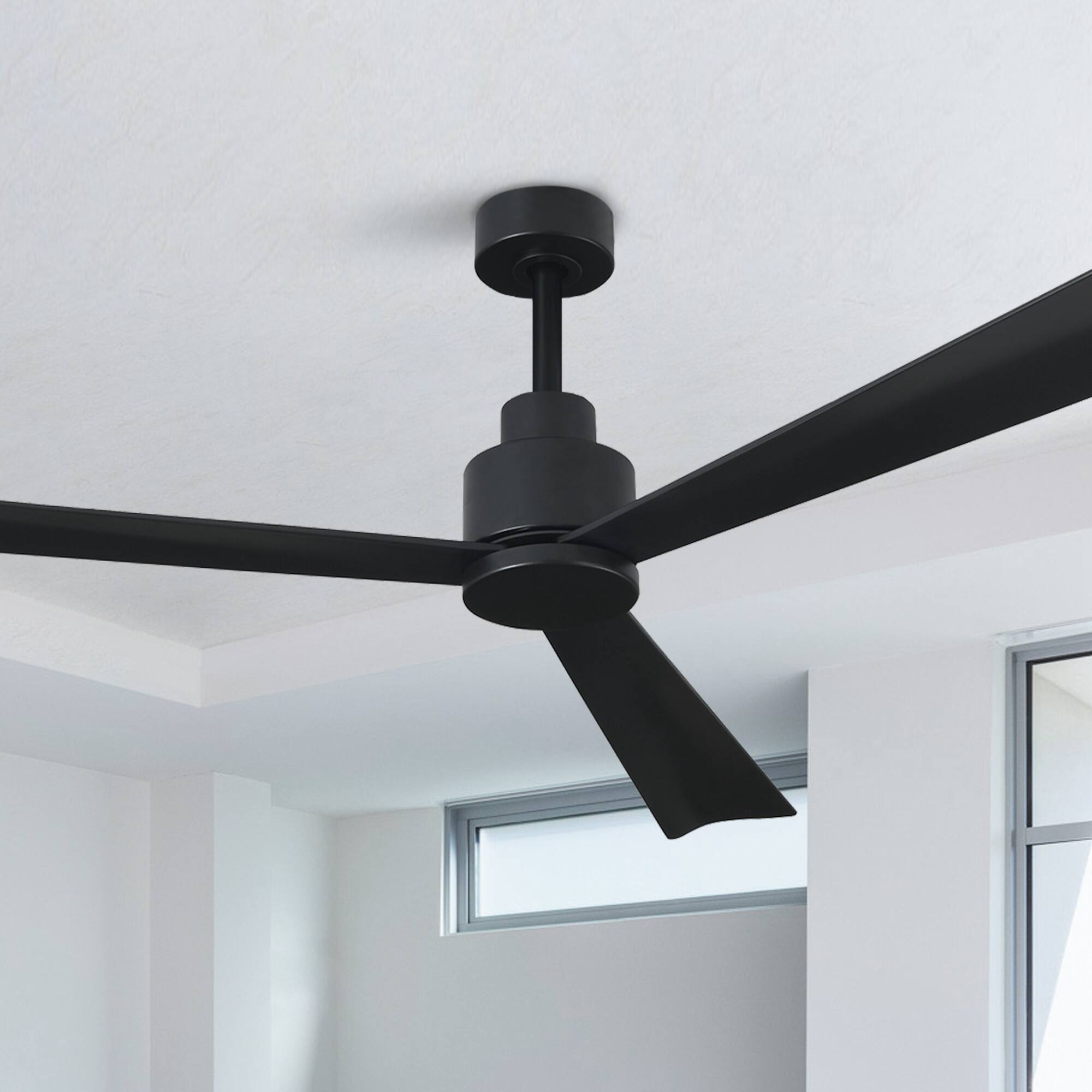 Alt View 1. Parrot Uncle - 52" Modern 3-Blade Ceiling Fan with Reversible DC Motor, 6-Speed, Remote Control, No Light - Black.