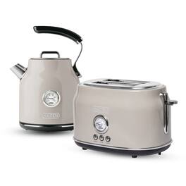 Haden - Dorset 2 Slice Wide Slot Toaster & Electric Water Kettle - Putty & Chrome