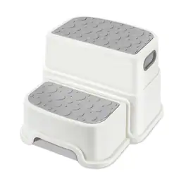 WELSPO - 2 Step Stool for Kids, Anti-Slip Toddler Toilet Potty Training Stool with Handles - Gray