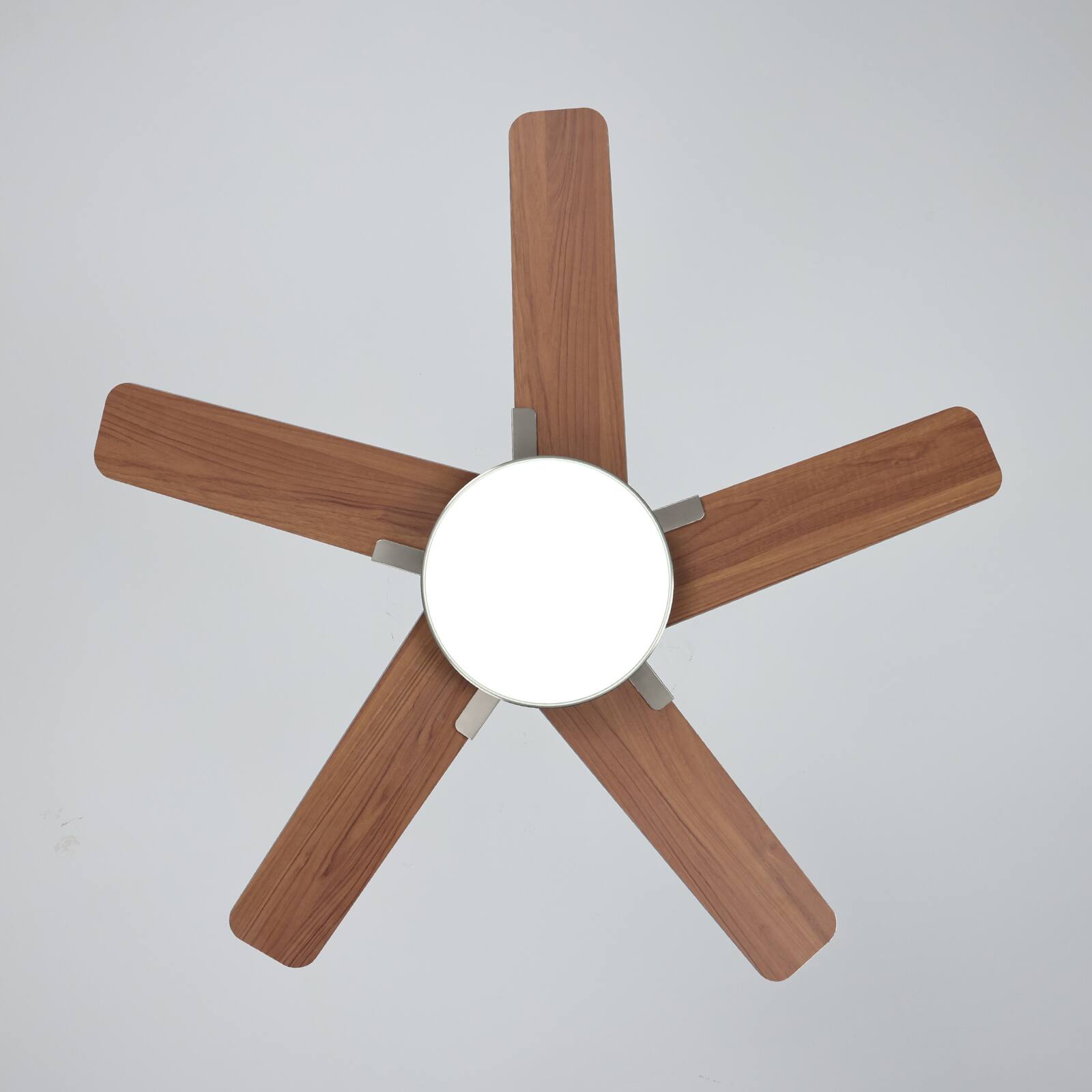 Alt View 6. Siljoy - 44 Inch Nickel Ceiling Fan Dimmable LED Light Remote Control 5 Reversible Wood Blades Bedroom Living Room Kitchen - Nickel.