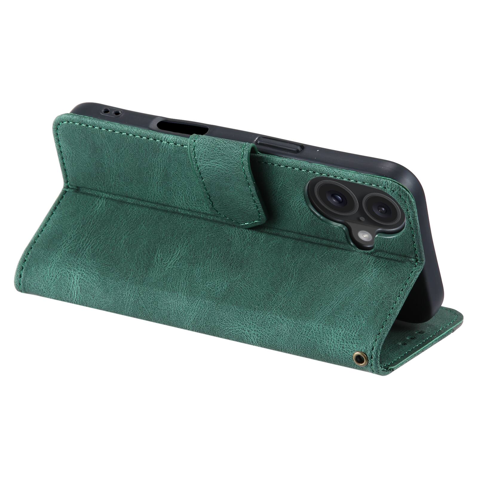 Alt View 3. Dteck - Wallet Case for Apple iPhone 17,Vintage PU Leather Flip Card Holder Kickstand Magnetic Closure Phone Cover - Green.