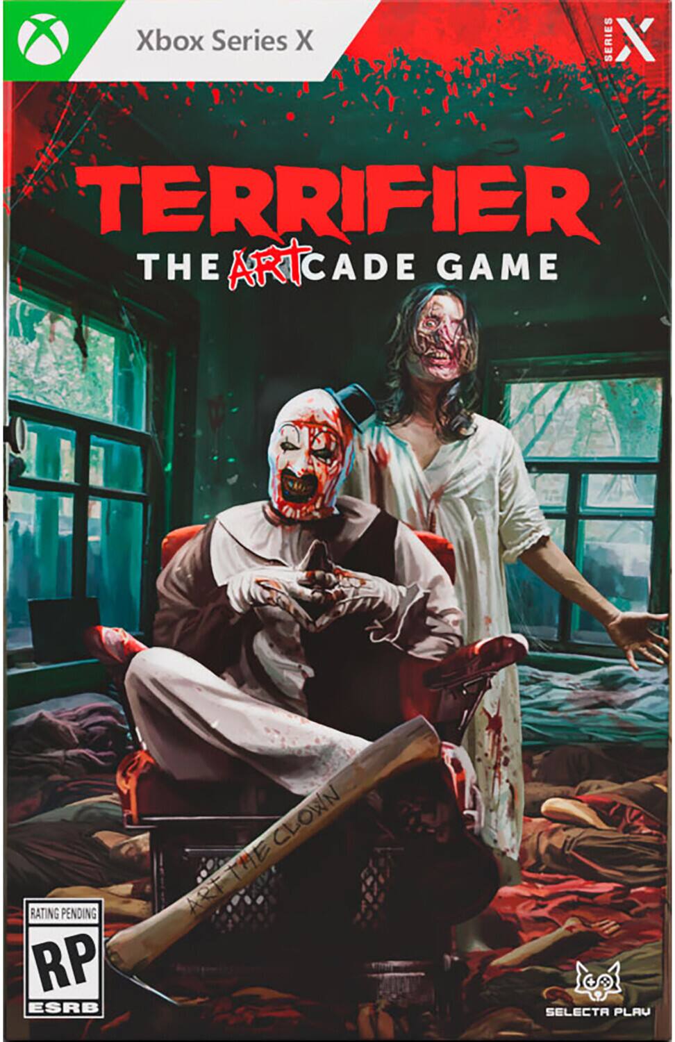 Xbox Series X  
TERRIFIER THE ARTCADE GAME  
RATING PENDING RP ESRB  
THE CLOWN  
SELECTA PLAY
