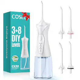 COSLUS - CX30 Water Dental Flosser Pick for Teeth, 300ML, IPX7 Waterproof, Portable, Rechargeable, for Home Travel