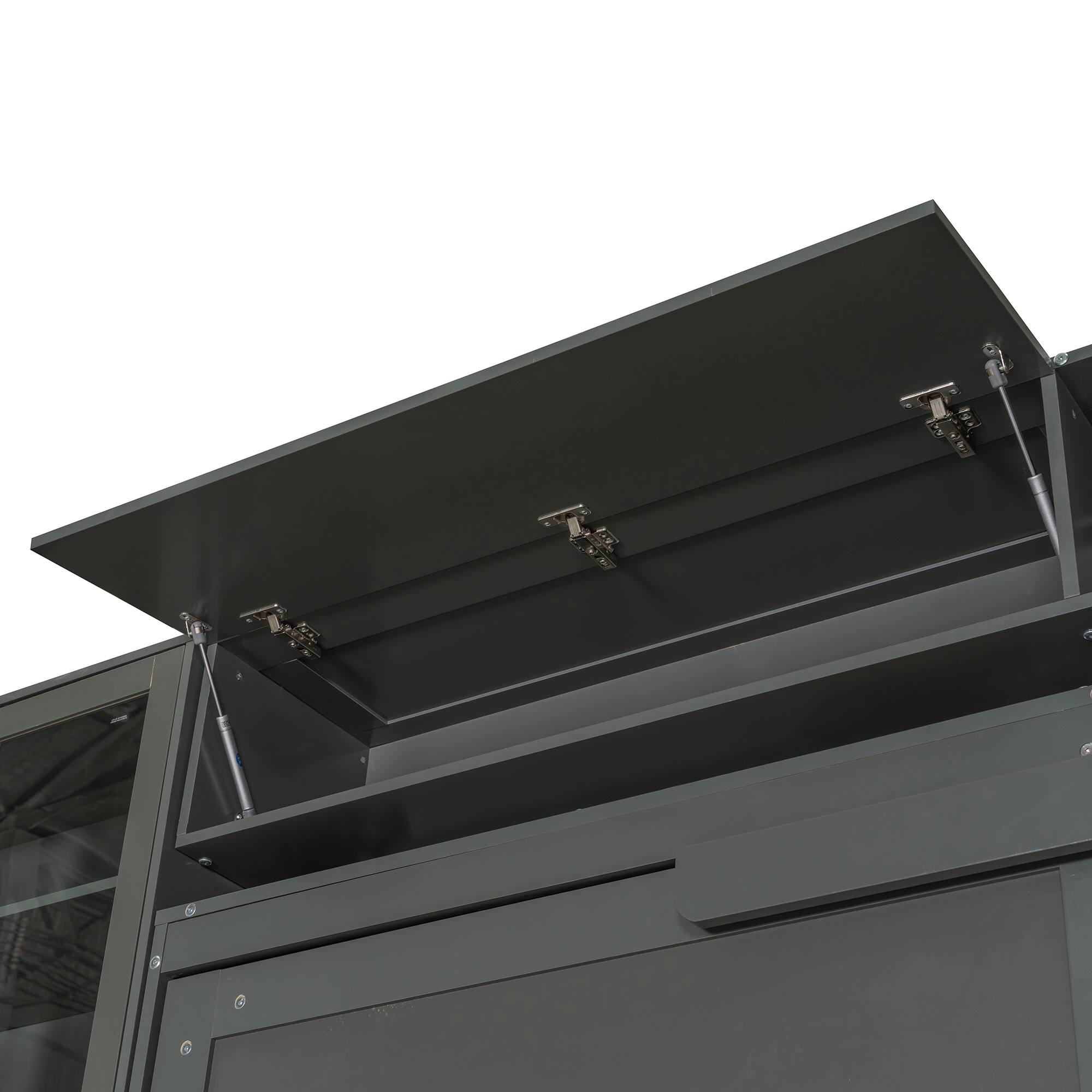 Alt View 6. Anysun - Queen Size Murphy Bed Wall Bed with Sofa , Shelves USB & Light - Gray.