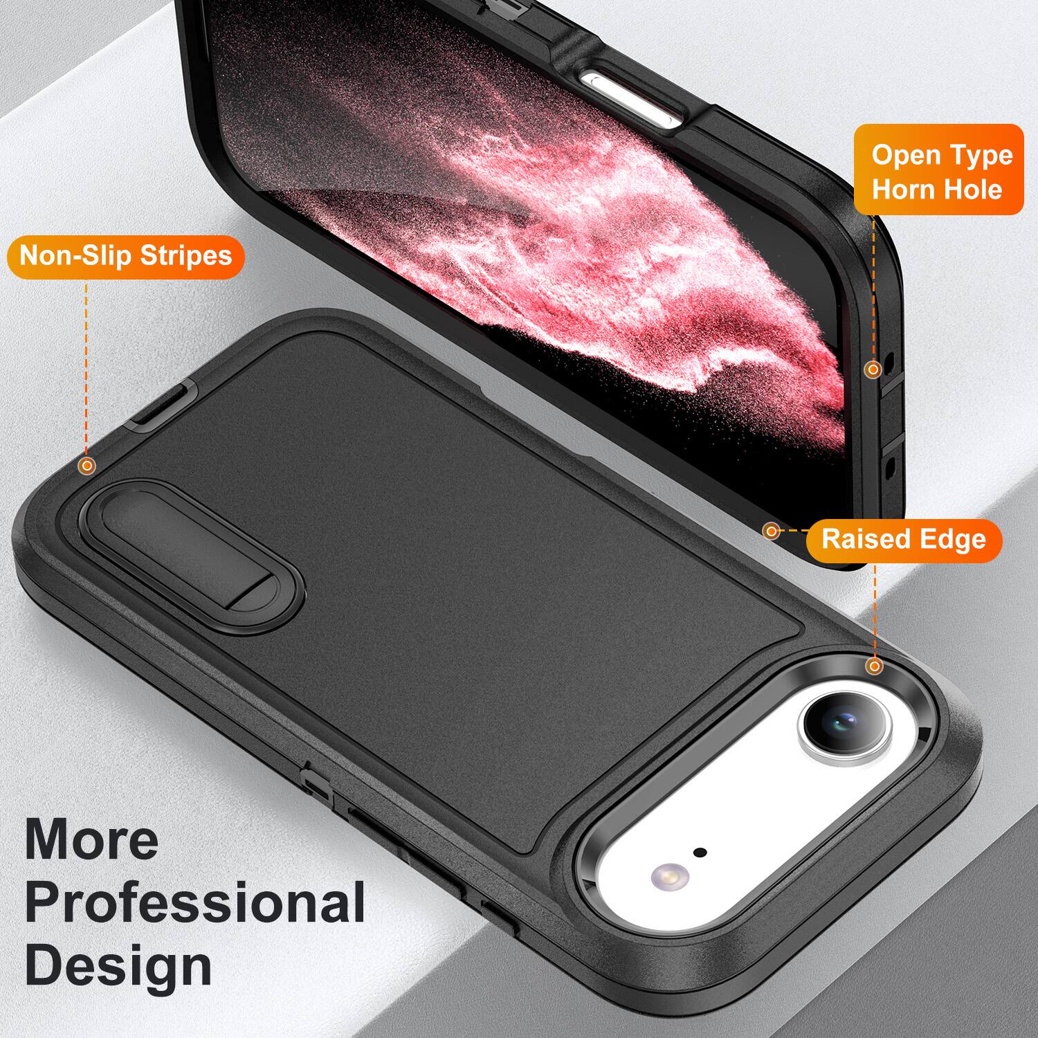 Open Type Horn Hole  
Non-Slip Stripes  
Raised Edge  
More Professional Design