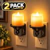 Front. Jandcase - JANDCASE 2-Pack 1W Plug-in Night Light, Amber Glow, Candle Design with Slide Dimmer 0-100%, Dusk-to-Dawn Sensor - Black.