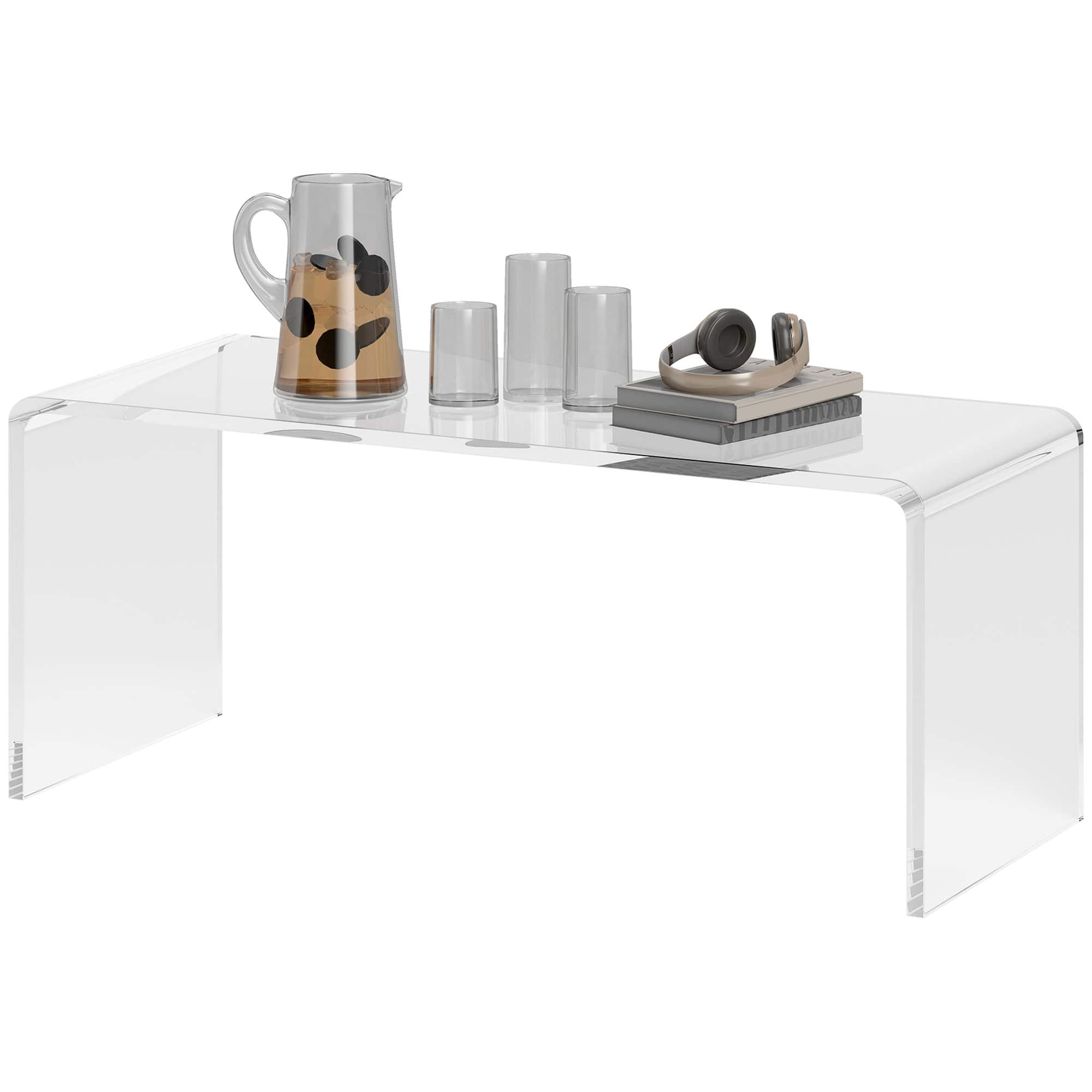 Homcom - Coffee Table 39" Long Rectangle Tea Table for Living Room - Clear