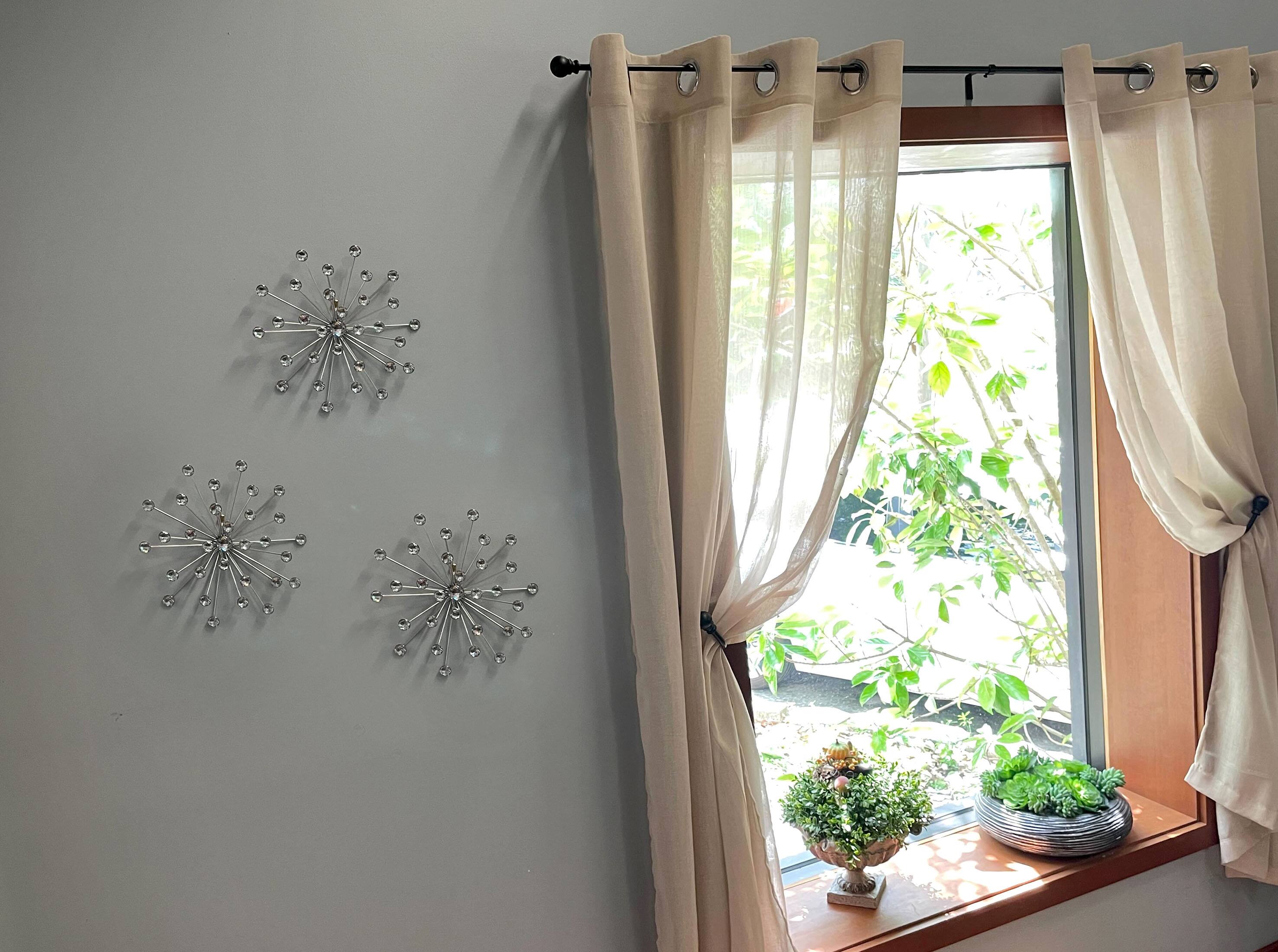 Alt View 4. Zeckos - Set Of 6 Silver Starburst Jeweled Metal Decorative Wall Art Hangings - Silver.