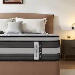 Quilicore - 12" Hybrid– Medium Firm with 7-Zone Pocketed Coils & Gel Memory Foam, for Spinal Alignment, Motion Isolation - Black