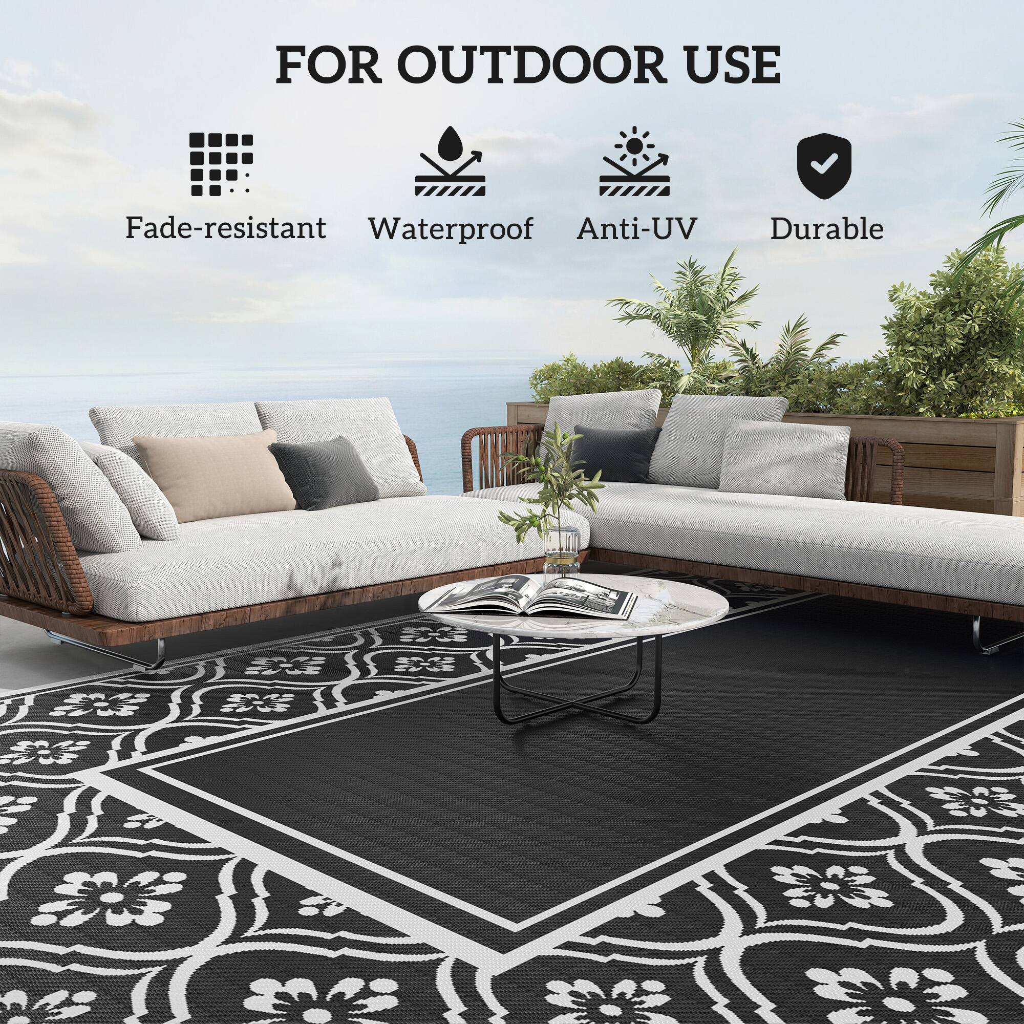 FOR OUTDOOR USE
Fade-resistant
Waterproof
Anti-UV
Durable
