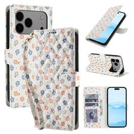 Dteck - Floral Wallet Case for Apple iPhone 17 Pro with Hand Wrist Strap, Premium PU Leather Shockproof Protective Flip Cover - B