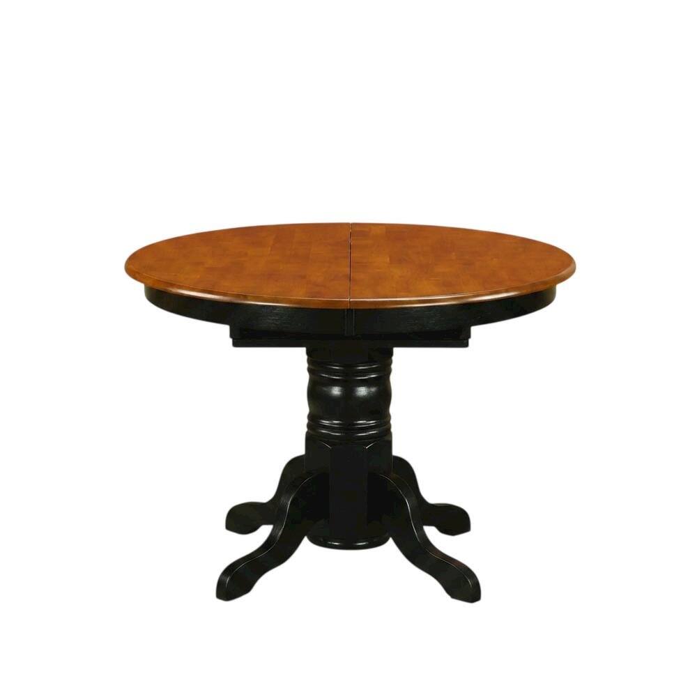 Angle. FurniFact - Black Oval Pedestal Table - Black And Cherry.