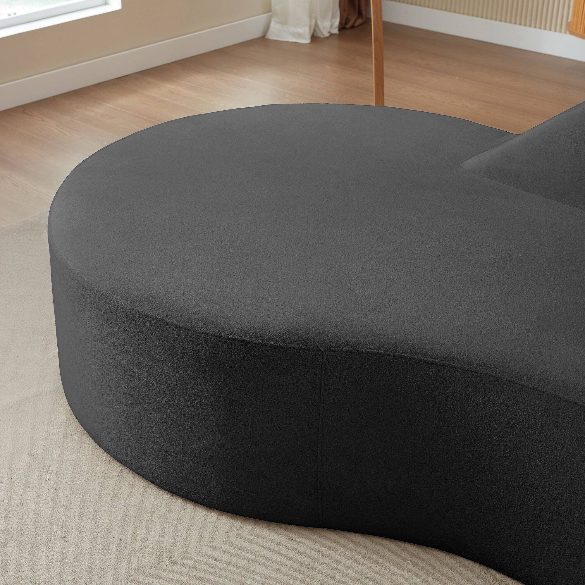 Alt View 1. Anysun - Modern Curved Couch No Assembly Sofa for Living Room Bedroom Comfy Luxury Minimalist Sofa - Black.
