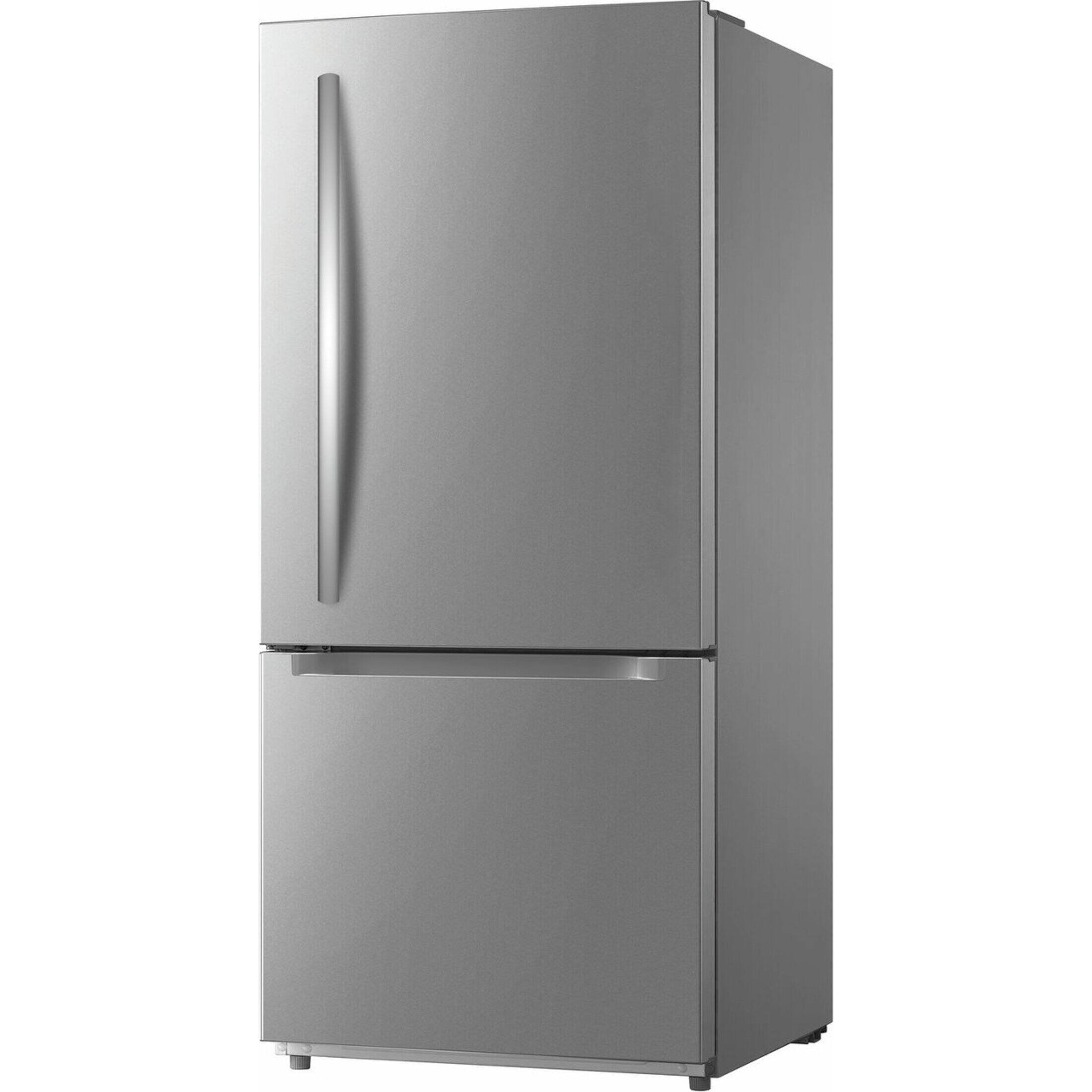 Angle. Frigidaire - 19 Cu. Ft. Standard-Depth Bottom Freezer Refrigerator - Smudge-Proof® Stainless Steel.