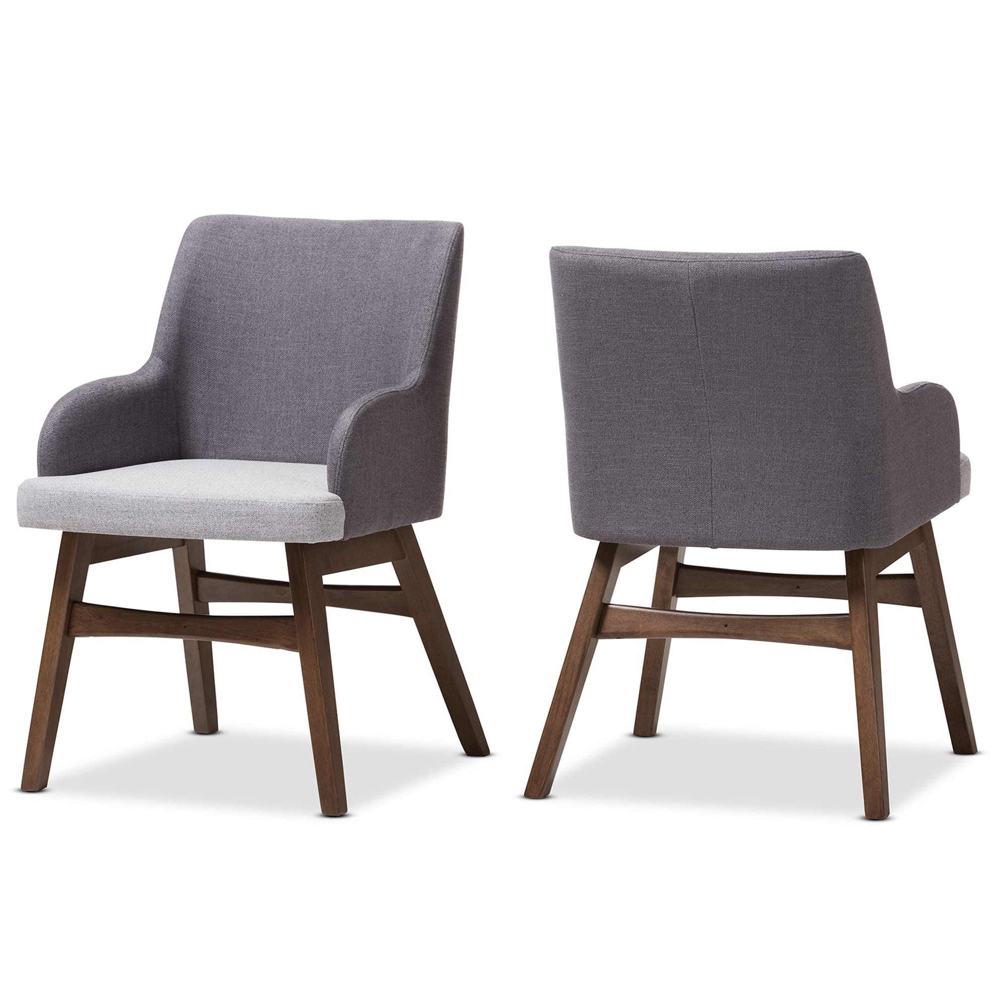 Baxton Studio - Monte Mid-Century Modern Two-Tone Fabric Armchair - Grey/"Walnut" Brown