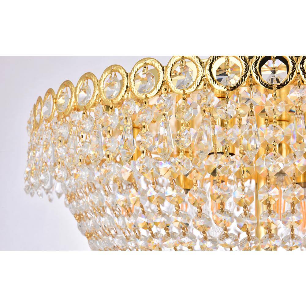 Alt View 3. Elegant Lighting - Century 9 light Gold Flush Mount Clear Royal Cut Crystal - Gold.