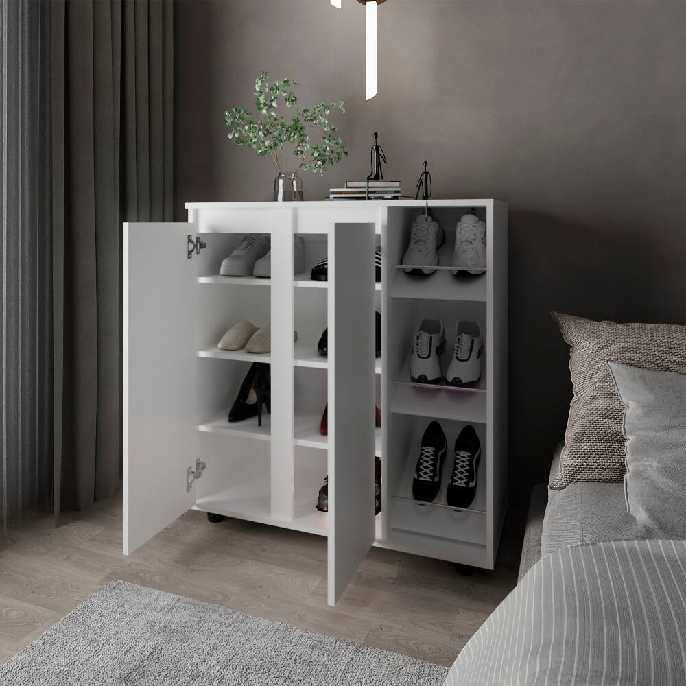 Alt View 1. Loheer - Loheer White 3 Tier Shoe Rack Compact Shoe Storage Organizer - White.