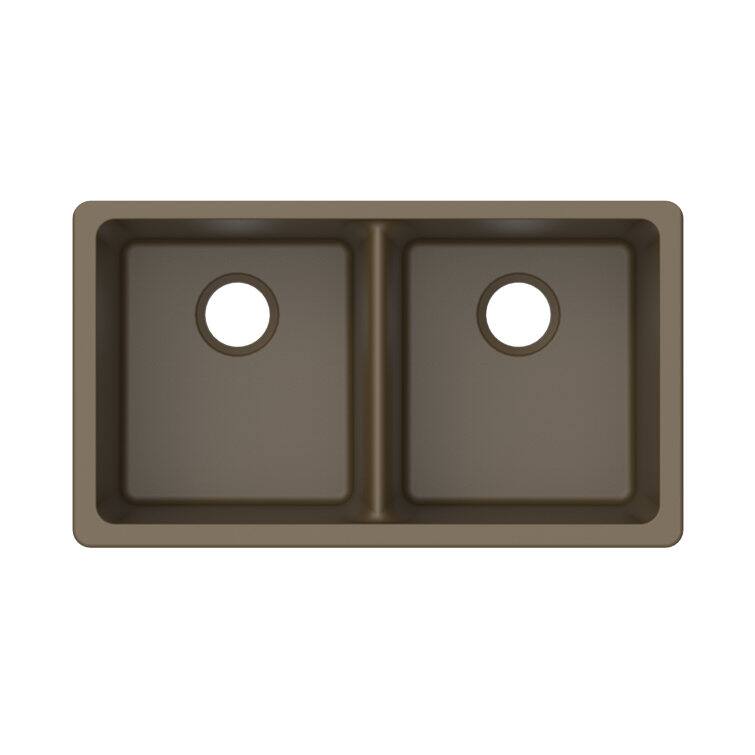 Alt View 1. Winpro - Winpro Undermount Granite Composite 33 in. x 18-3/4 in. x 9-1/2 in. Double Equal Bowl Kitchen Sink in Mocha - Mocha.