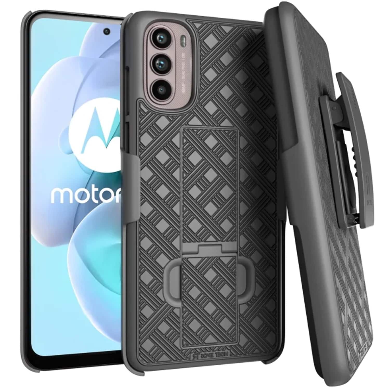RomeTech - Shell Holster Combo Case for Motorola Moto G Stylus (2022) - Black