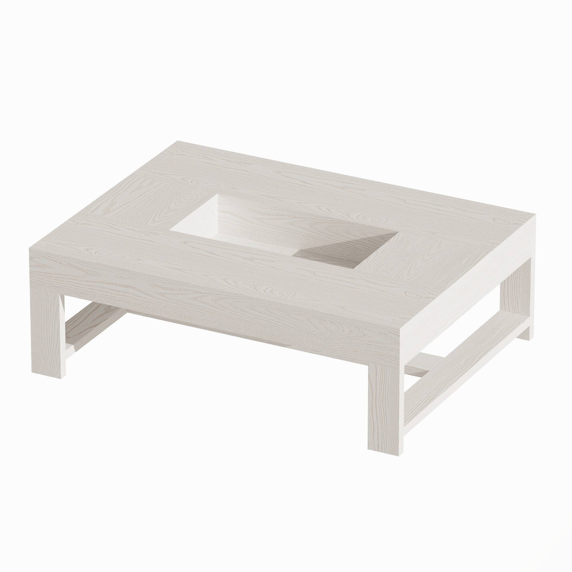 Alt View 10. FUFU & GAGA - Wood Grain Hollow Coffee Table with Central Storage and Minimalist Frame for Living Room - Off-White.