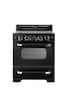 Classic oven with a black door and a silver interior. The oven has a digital display and a timer.