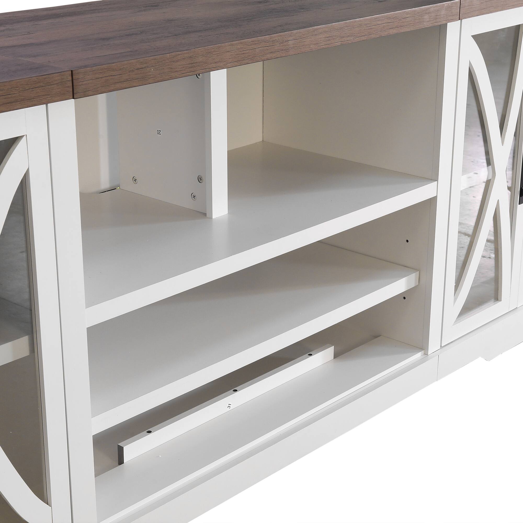 Alt View 1. Ihomeadore - 93" Farmhouse White TV Stand Media Storage Cabinet with Open Storage Shelves and Cabinets for TV up to 85" - White.