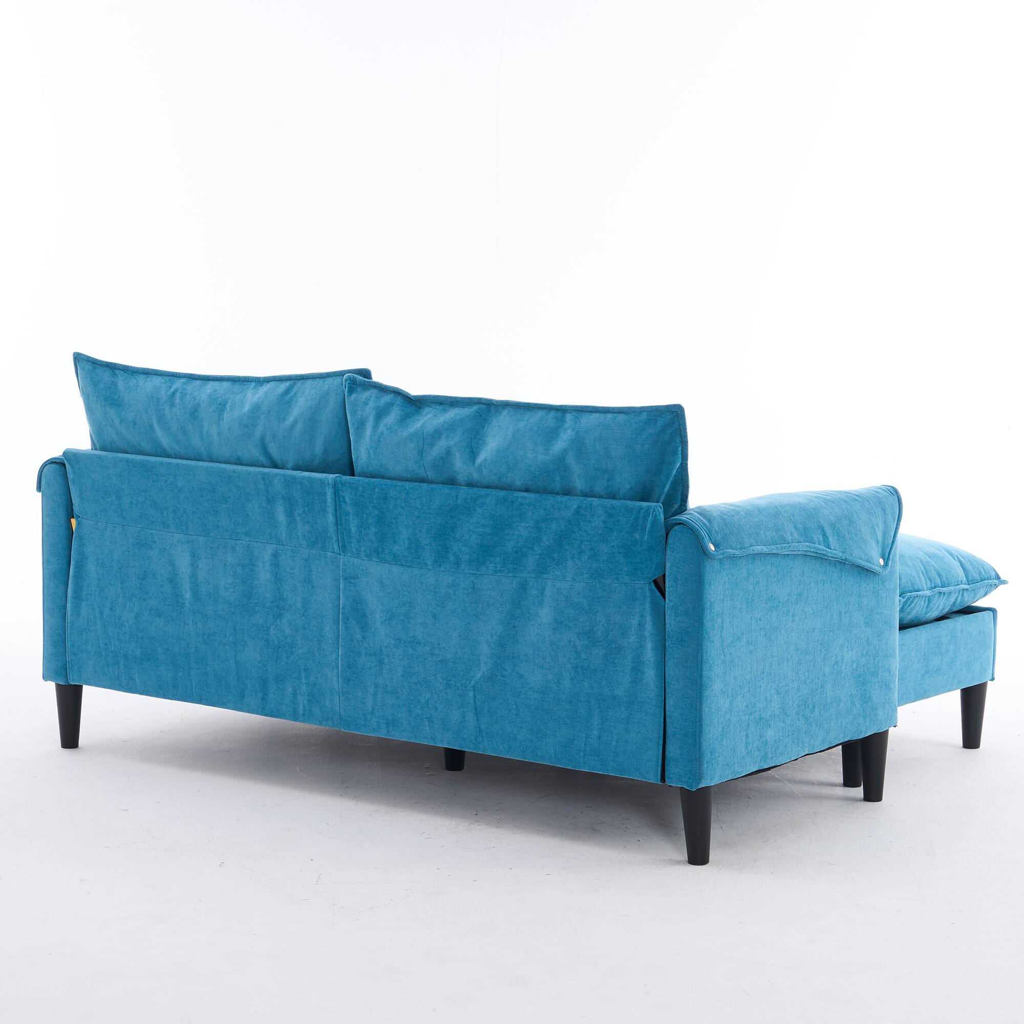 Alt View 7. Tiramisubest - Convertible U-Shaped Sofa with Storage Footstools,2-Seater Combination Sofa for Living Room/Bedroom/Office,Lake Blue - Lake Blue.