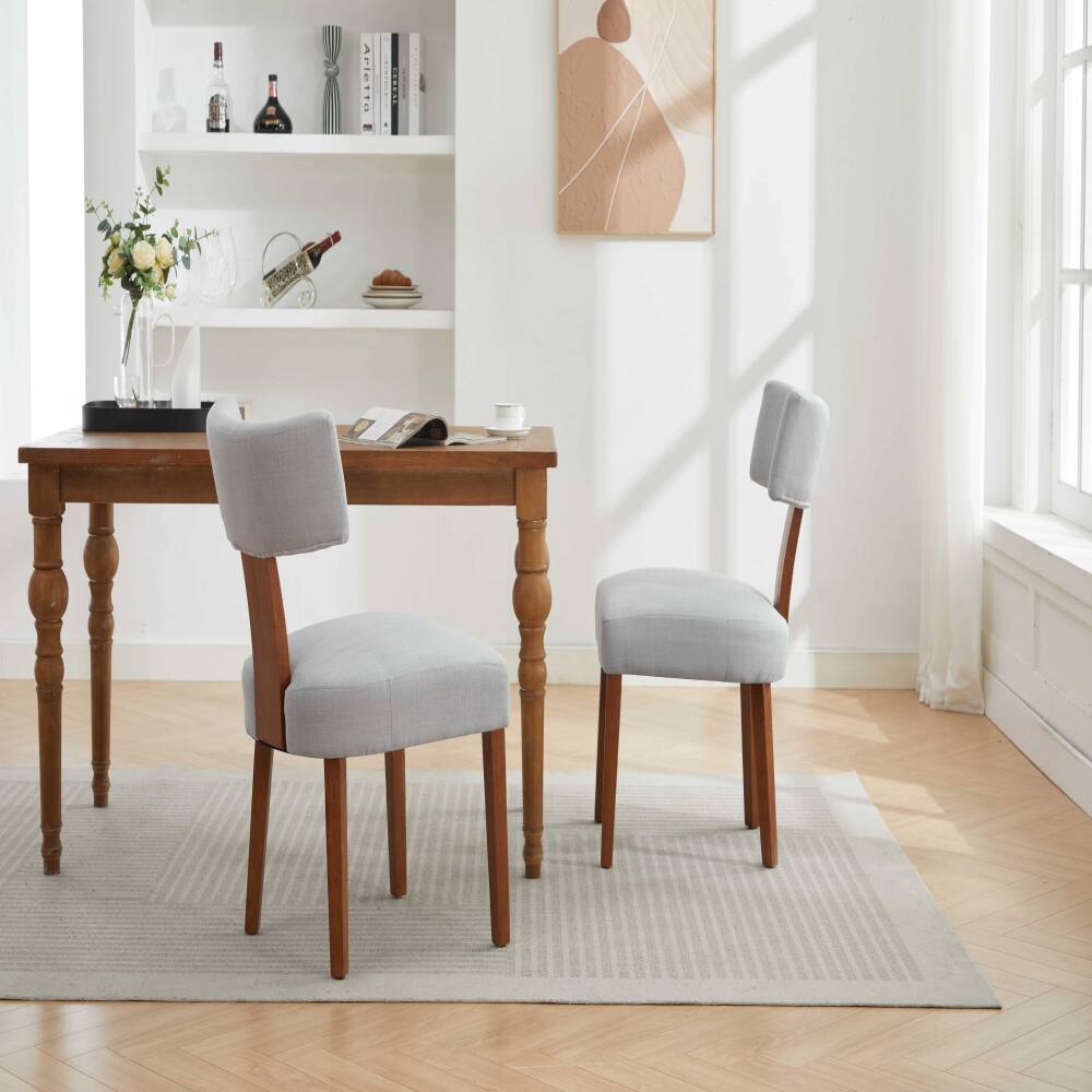 Alt View 2. Lirago - Set of 2 Modern Armless Dining Chairs with Curved Backrest Solid Wood Legs 34"H x 19.49"D x 20.47"W Gray - Gray.