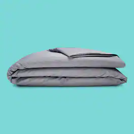 Sleepgram - Supima 400 Thread Count Cotton Duvet Cover and Travel Bag, Queen, Grey - Gray