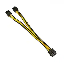 Stock Preferred - 8 Pin Female to Dual 8 Pin (6+2) Male Y-Splitter Power Extension Cable - Black