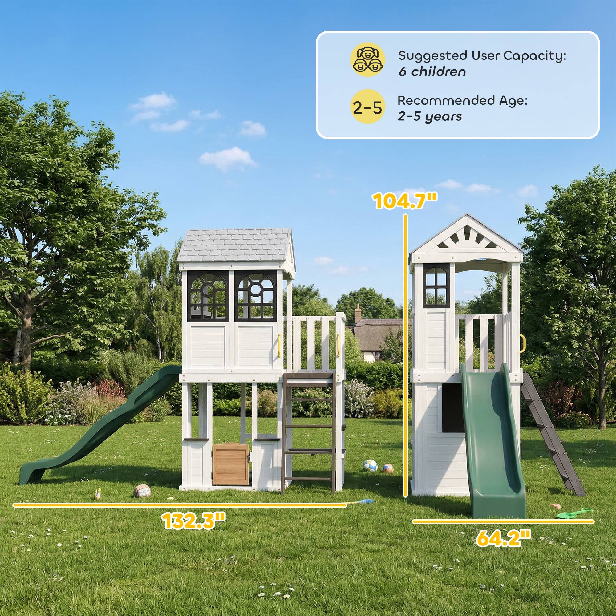 Suggested User Capacity: 6 children  
Recommended Age: 2-5 years  

104.7"  
132.3"  
64.2"