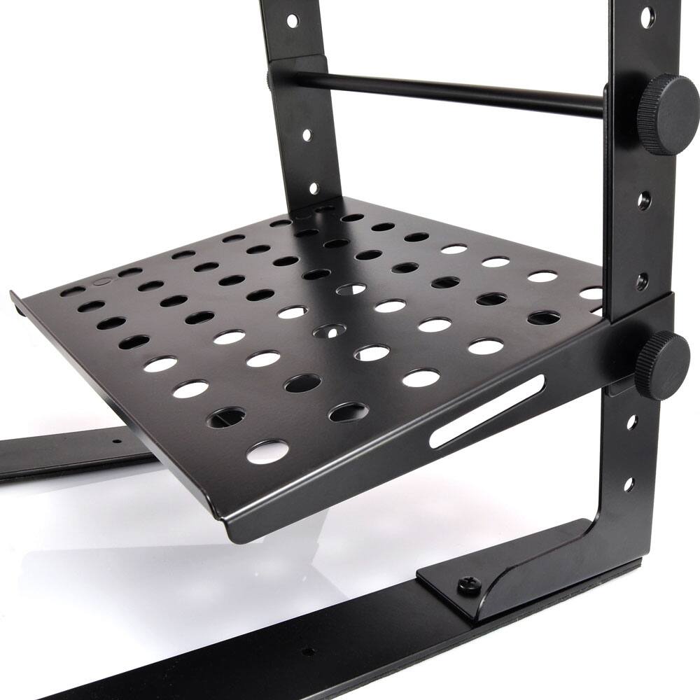 Left. Pyle - Pyle Portable Adjustable Laptop Stand - 6.3 to 10.9 Inch Standing Table Monitor or Computer Desk Workstation Riser - Black.