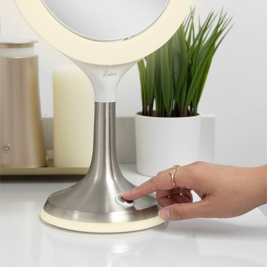 Alt View 4. Zadro - Mood Therapy LED Lighted Makeup Mirror with 8X/1X Magnifications & Touch Controls - White.