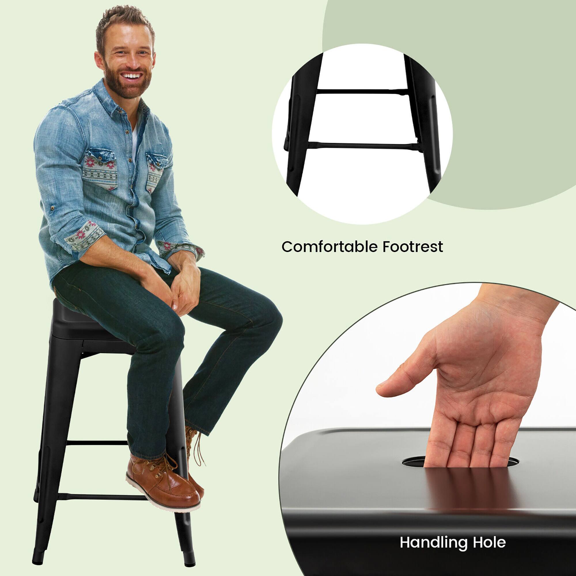 Gymax 24'' Set of 4 Barstool Counter Height Metal Bar Stool