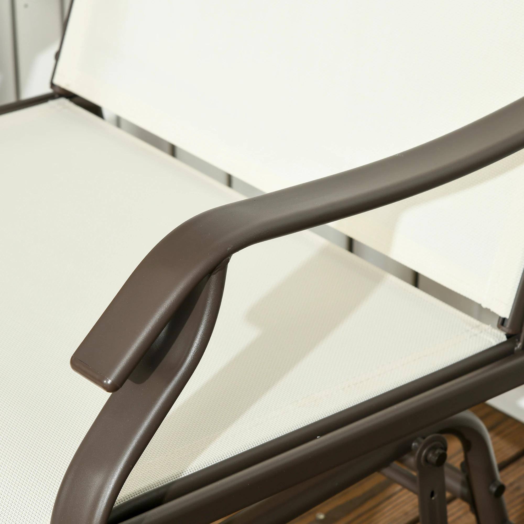 Back. Resenkos - Resenkos 3-Piece Bistro Set, Outdoor Glider Rocking Chairs, Sling Fabric, Glass Table, Perfect for Garden, Cream White - Cream White.