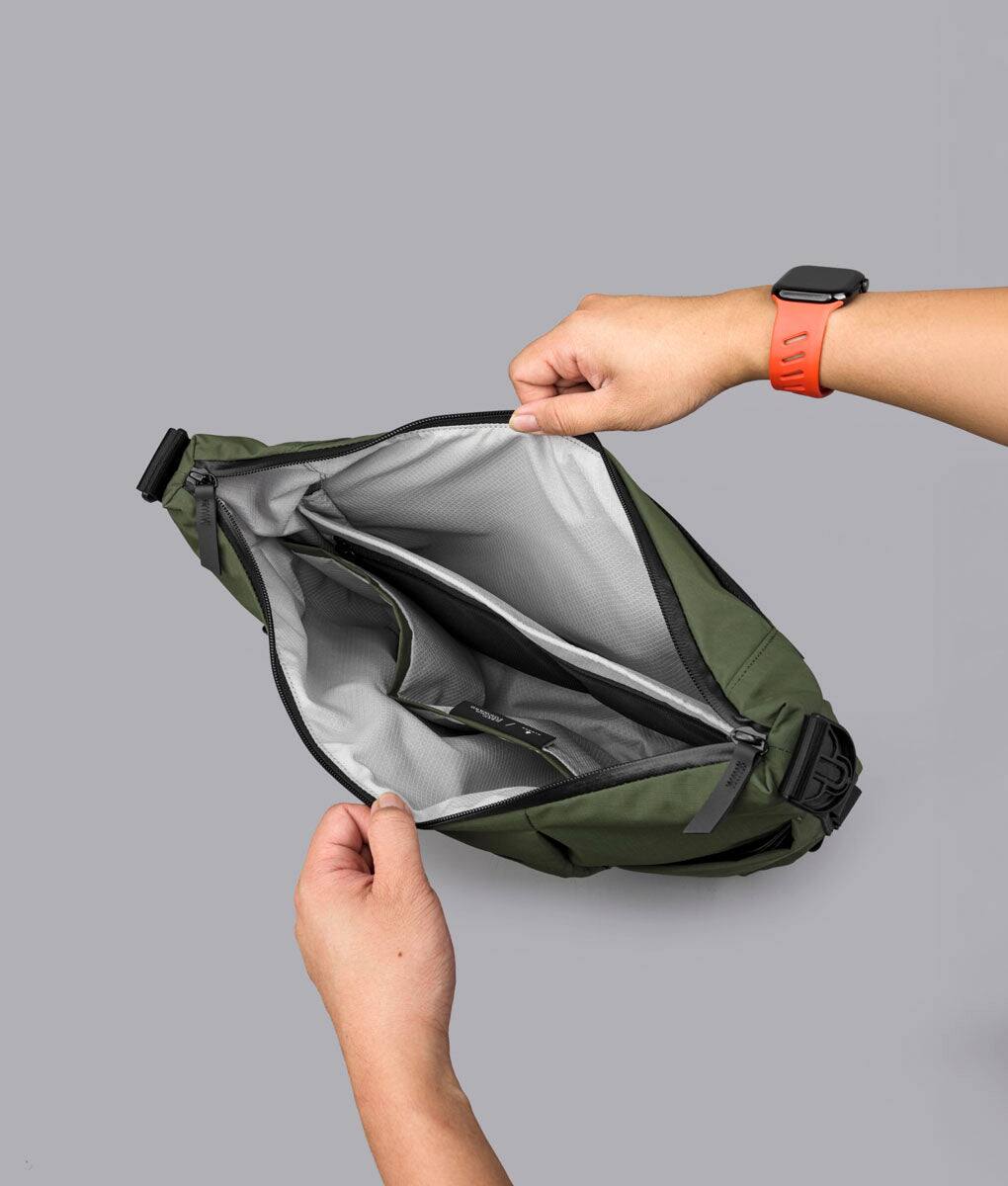 Alt View 4. ALPAKA - Flow Satchel 10L Shoulder Bag for 13" Laptop with Water Bottle Holder - Green.