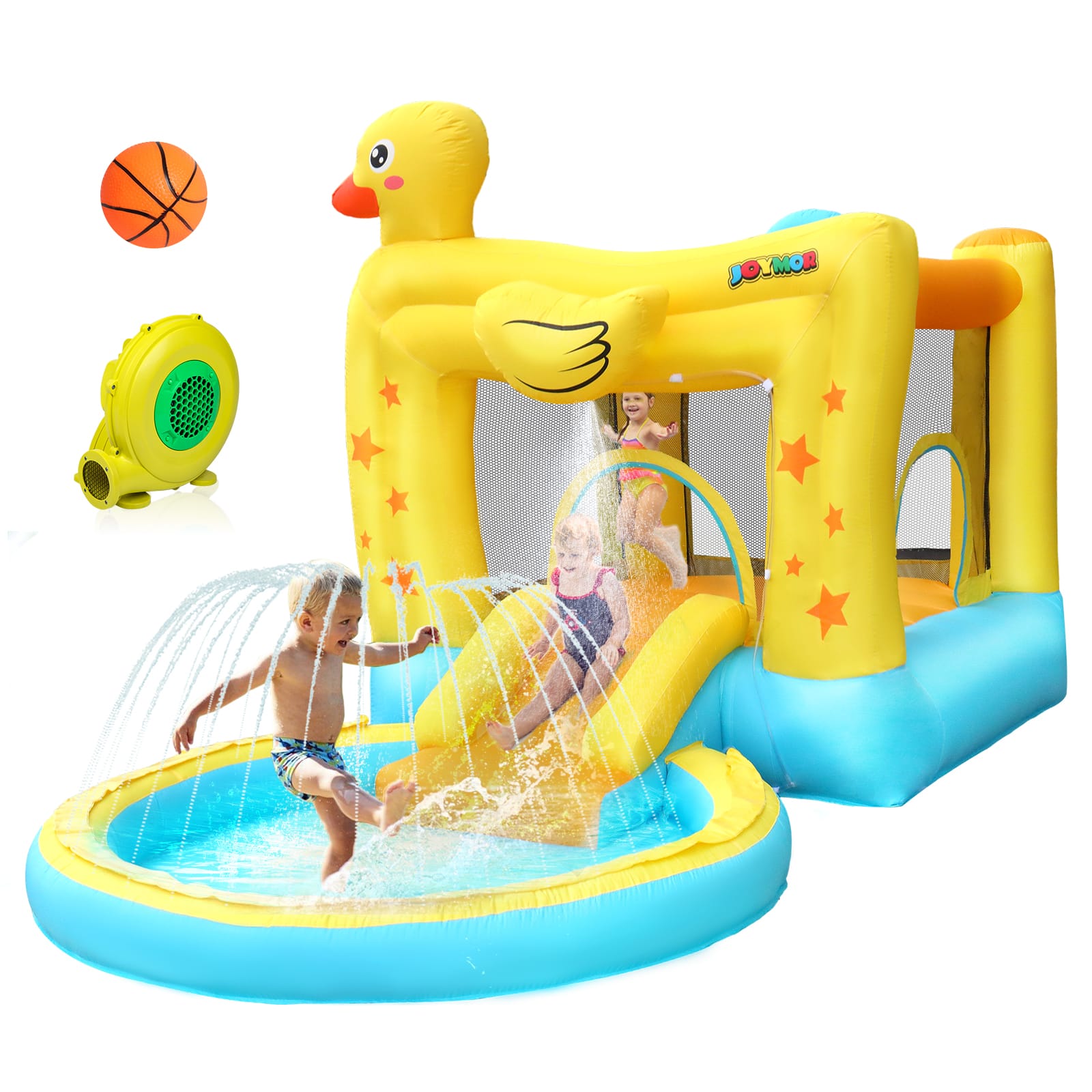 Winado - Water Slide Bounce House w/Ball Pit, Slide, Sprinklers, Toddler Bounce House Castle Indoor Outdoor, Inflatable Water