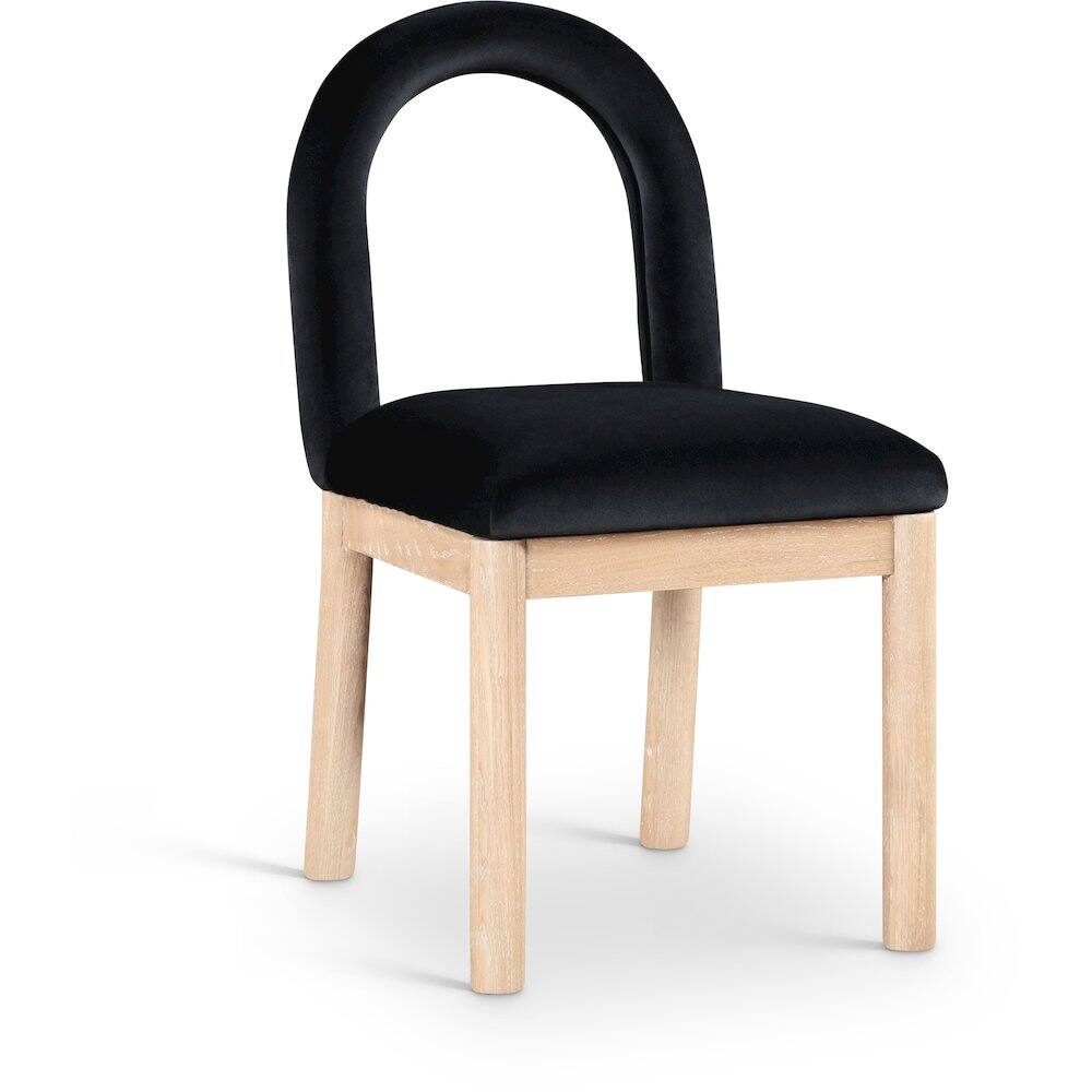 Front. Meridian Furniture - Conrad Black Velvet Dining Chair - Black.