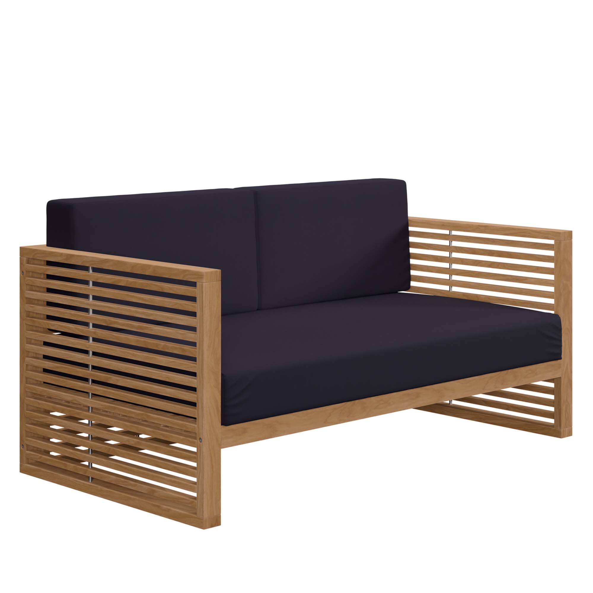 Alt View 1. Modway - Carlsbad 3-Piece Teak Wood Outdoor Patio Set - Grade A Premium Teak, All-Weather Cushions - Natural Navy.